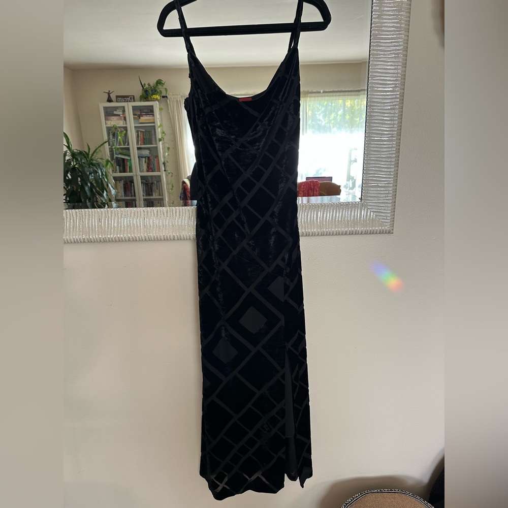 Vintage Black Velvet Slip Dress